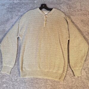 Alpine Ridge Rugged Wear Mens Large Button Henley Sweater Knit Made in USA